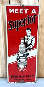 Superior Spark Plug w/Image Metal Sign (TAC)