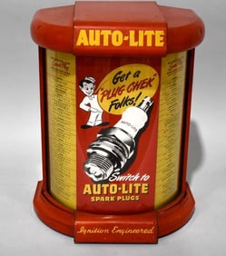 Auto-Lite Spark Plugs w/ Guy Metal Store Display Cabinet