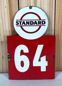 Standard w/Bar & Circle Logo #64 Porcelain Garage Sign (TAC)