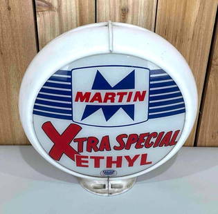Martin Xtra Special Ethyl w/Logo 13.5" Globe Lenses: rated 9, both 13.5"D. lenses are in good condition, mounted in an original Capco globe body that has a crack in it.