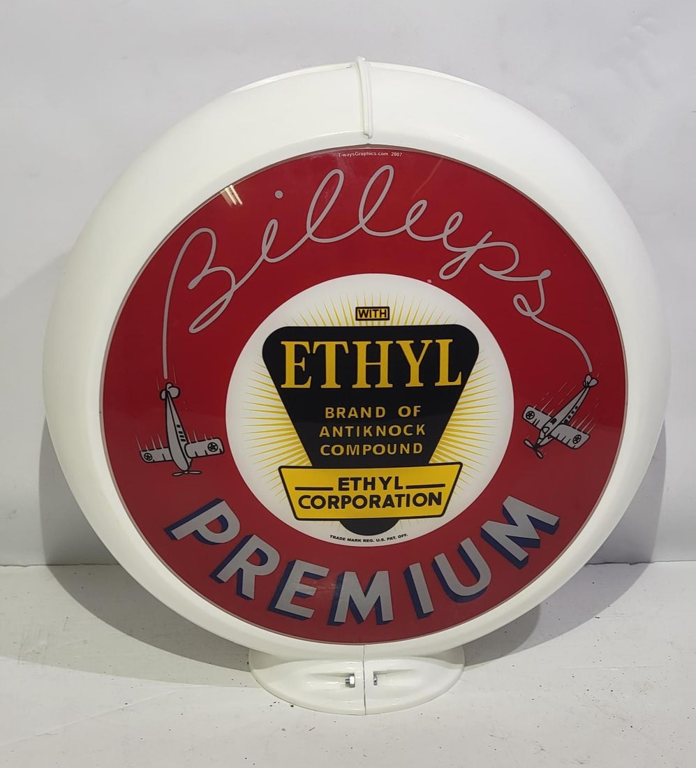 Reproduction Billups Premium w/Ethyl 13.5" Globe (1 of 2)