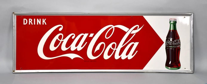 Drink Coca-Cola w/Bottle & Arrow Metal Sign (TAC)