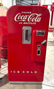 Coca-Cola Vendo Model #59 Coin-Operated Machine Restored: is an older restoration, has wear and dings, does not work.