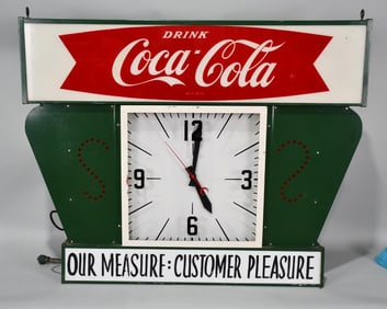 Large Metal Clock w/Plastic Coca-Cola Inserts