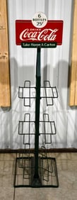 Drink Coca-Cola 6 Bottles 25¢ Metal Bottle Rack Sign (TAC)