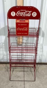 Drink Coca-Cola 6 Bottles 25¢ Metal Bottle Rack Sign (TAC)