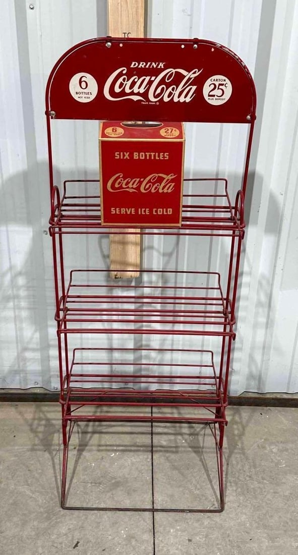 Drink Coca-Cola 6 Bottles 25¢ Metal Bottle Rack Sign (TAC) (1 of 4)