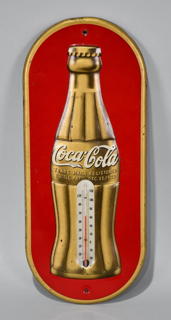 Coca-Cola Gold Bottle Metal Thermometer (TAC) (1 of 4)