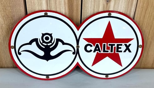 Caltex Star Logo Eight-Ball Porcelain Sign (TAC)