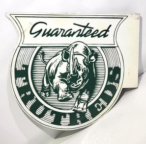 Guarantee Trutreds w/Rhino Logo Porcelain Flange Sign (restored)