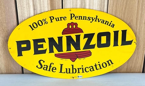 Pennzoil Safe Lubrication Metal Rack Sign