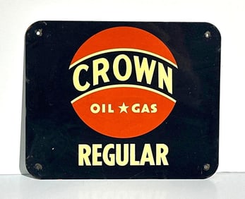 Crown Regular Oil-Gas Metal Pump Sign