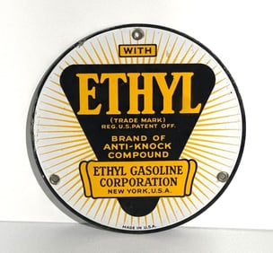 Ethyl Logo Porcelain Pump Sign