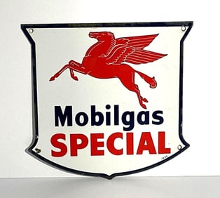 Mobilgas Special w/Pegasus Porcelain Pump Sign (TAC)