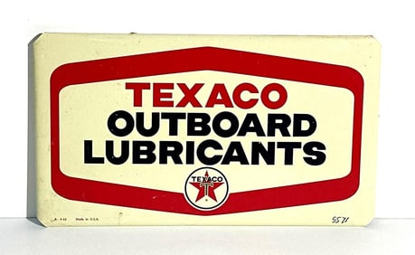 Texaco Outboard Lubricants w/Round Logo Metal Rack Sign