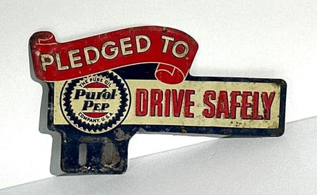 Purol-Pep Pledged to Drive Safely Metal License Plate Attachment