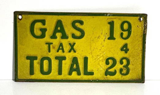 Metal Gas Pricer Sign: rated 7.25, 5.25&#34;x9.25&#34;, the SST embossed sign has wear and fine scratches. This lot can be picked up in Tidioute, PA on September 18 - 22 or this lot can be taken back to our facility to be s