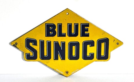 Blue Sunoco Porcelain Pump Sign