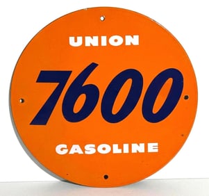 Union 7600 Gasoline Porcelain Pump Sign