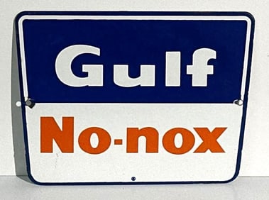 Gulf No-Nox Porcelain Pump Sign