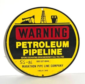 Marathon Pipe Line Co. Waring Metal Sign
