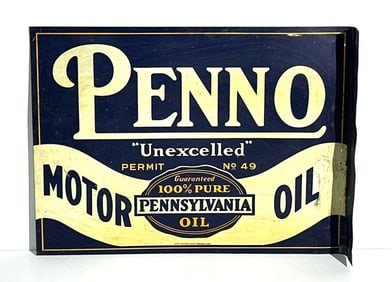 Penno "Unexcelled" Motor Oil Metal Flange Sign