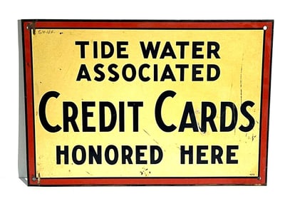 Tide Water Associated Credit Cards Honored Here Metal SIgn