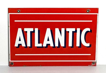 Atlantic w/Straight Lines Porcelain Pump Sign