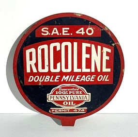 Rocolene Double Mileage Oil Metal Lubster Paddle Sign