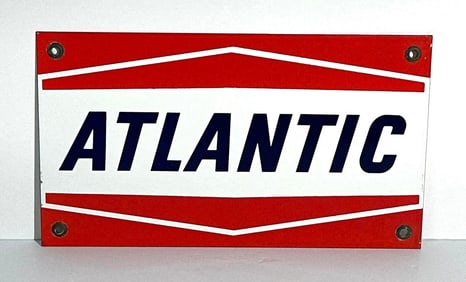 Atlantic w/Bent Lines Porcelain Pump Sign