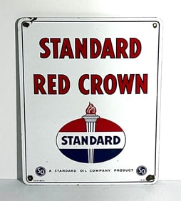Standard Red Crown w/Logo Porcelain Pump Sign