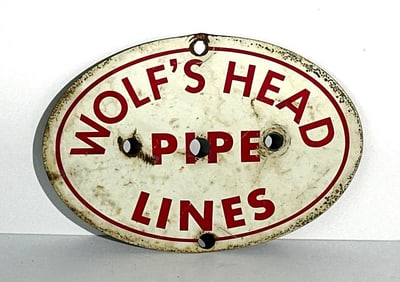 Wolf's Head Pipe Lines Metal Sign