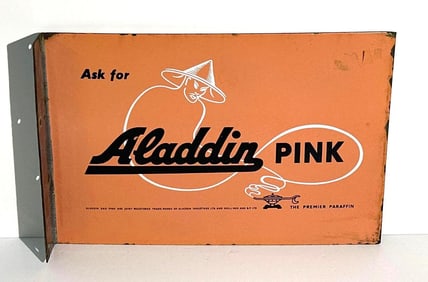 Ask for Aladdin Pink w/Logo Porcelain Flange Sign