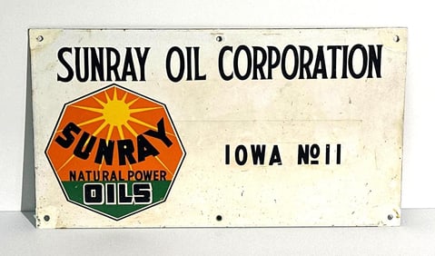 Sunray Oil Corp. w/Logo Porcelain Well Sign