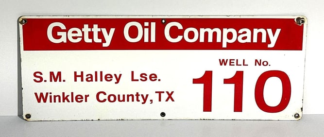 Getty Oil Company Porcelain Well Sign