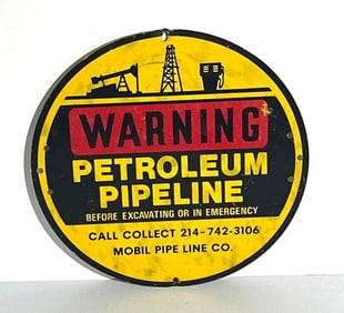 Mobil Waring Pipeline Metal Sign