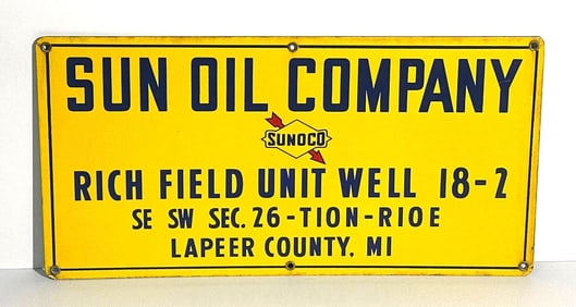Sunoco Sun Oil Company Porcelain Well Sign