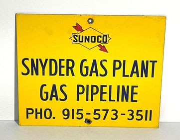 Sunoco Snyder Gas Plant Pipeline Porcelain Sign