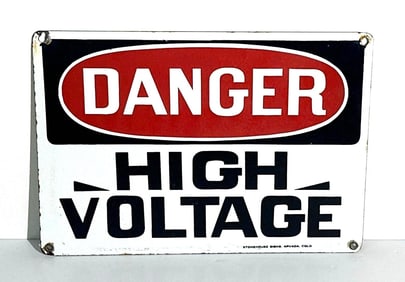 Danger High Voltage Porcelain Sign