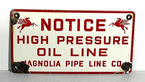 Magnolia w/Pegasus Porcelain Pipe Line Sign