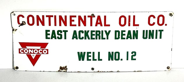 Conoco Continental Oil Porcelain Well Sign