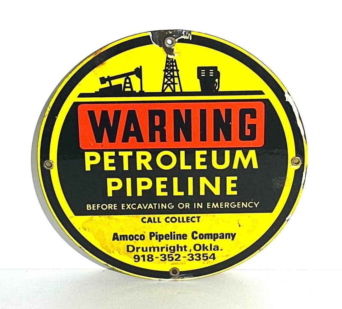 Amoco Pipeline Warning Porcelain Sign (1 of 3)