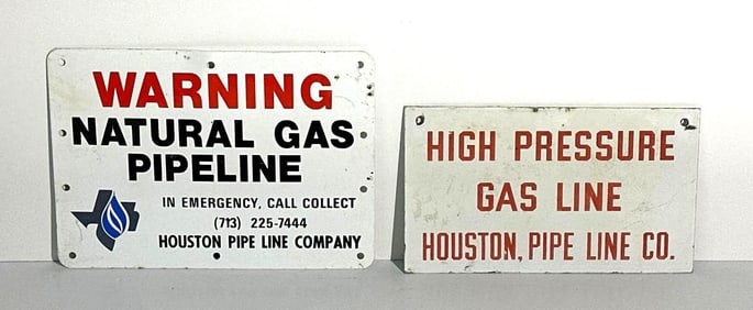 2-Houston Pipe Line Metal Warning Signs
