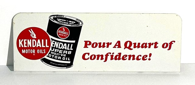 Kendall Motor Oils w/Can Metal Rack Topper Sign