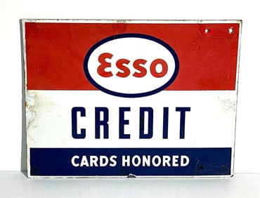 Esso Credit Cards Honored Porcelain Sign