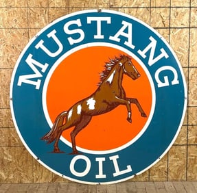 Mustang Oil w/Logo Porcelain Identification Sign