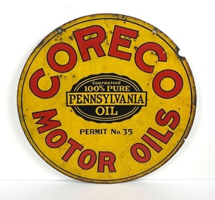 Coreco Motor Oil Permit No. 35 Porcelain Sign