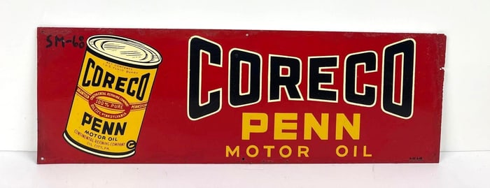Coreco Penn Motor Oil w/Can Image Metal Sign