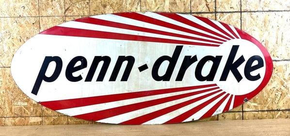 Rare Penn-Drake w/Comet Logo Porcelain Identification Sign