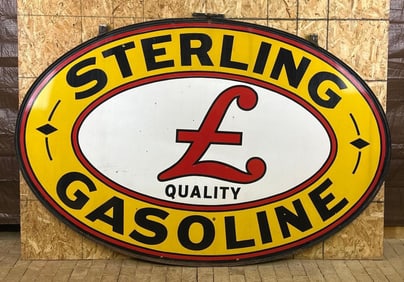 Large Sterling Gasoline w/Logo Porcelain Identification Sign